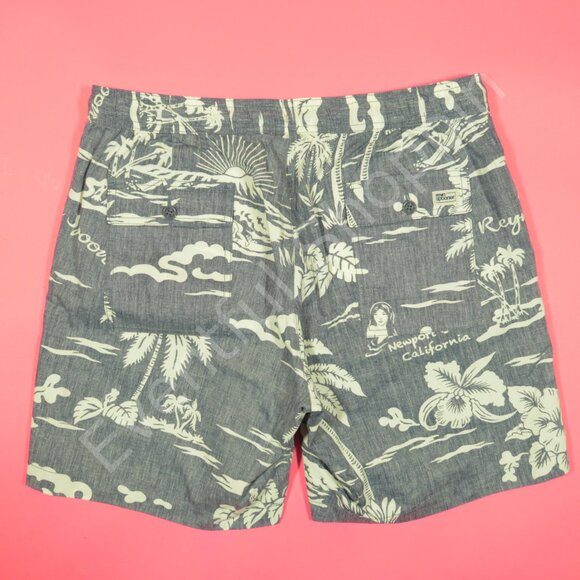 Reyn Spooner Shorts Mens M Blue Reversible Hawaiian Stretch Drawstring - Picture 3 of 8